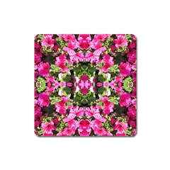 Magenta Repeats Square Magnet by kaleidomarblingart