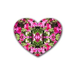 Magenta Repeats Rubber Coaster (heart)  by kaleidomarblingart