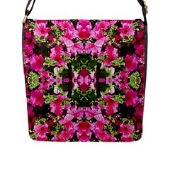 Magenta Repeats Flap Closure Messenger Bag (l) by kaleidomarblingart