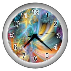 Colorful Thoughts Wall Clock (silver) by WolfepawFractals