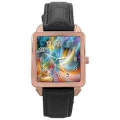 Colorful Thoughts Rose Gold Leather Watch  by WolfepawFractals