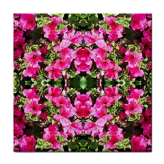 Magenta Flowers Tile Coaster by kaleidomarblingart