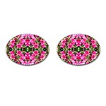 Magenta Flowers Cufflinks (Oval) Front(Pair)