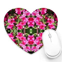 Magenta Flowers Heart Mousepads by kaleidomarblingart