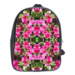 Magenta Flowers School Bag (large) by kaleidomarblingart