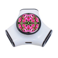 Magenta Flowers 3-port Usb Hub by kaleidomarblingart