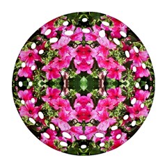 Magenta Flowers Round Filigree Ornament (two Sides) by kaleidomarblingart