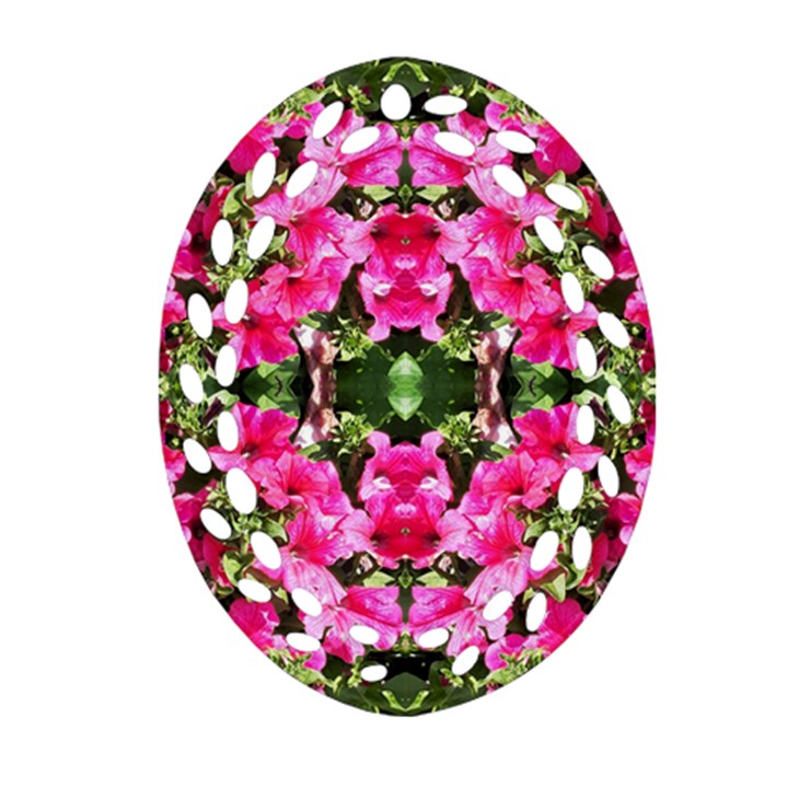 Magenta Flowers Oval Filigree Ornament (Two Sides)