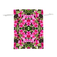 Magenta Flowers Lightweight Drawstring Pouch (l) by kaleidomarblingart