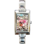 Marbling collage Rectangle Italian Charm Watch Front