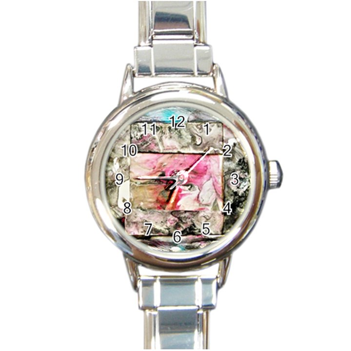 Marbling collage Round Italian Charm Watch