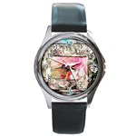 Marbling collage Round Metal Watch Front