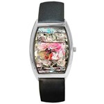 Marbling collage Barrel Style Metal Watch Front