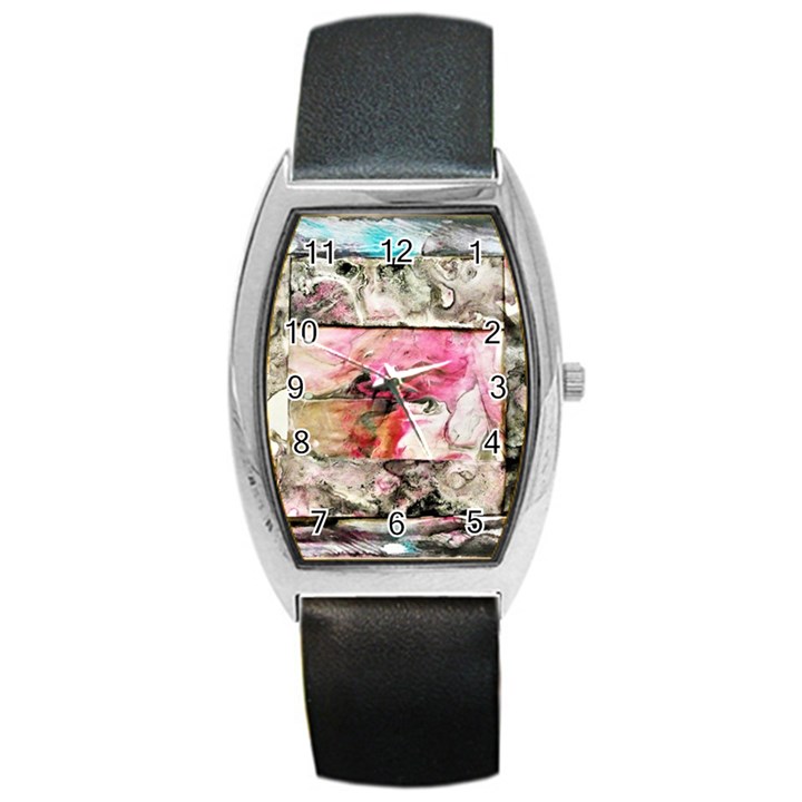 Marbling collage Barrel Style Metal Watch