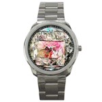 Marbling collage Sport Metal Watch Front