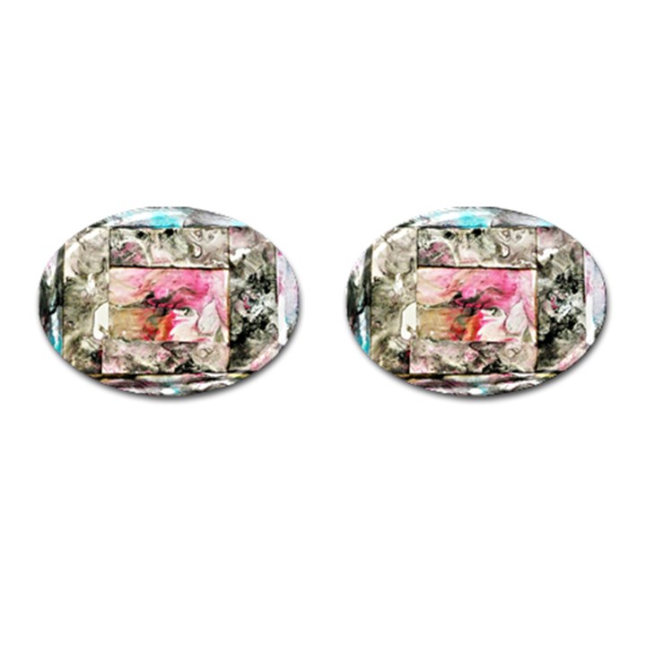 Marbling collage Cufflinks (Oval)