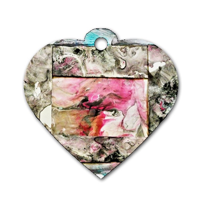 Marbling collage Dog Tag Heart (Two Sides)