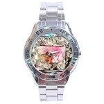 Marbling collage Stainless Steel Analogue Watch Front