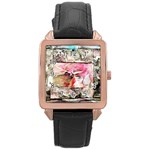 Marbling collage Rose Gold Leather Watch  Front