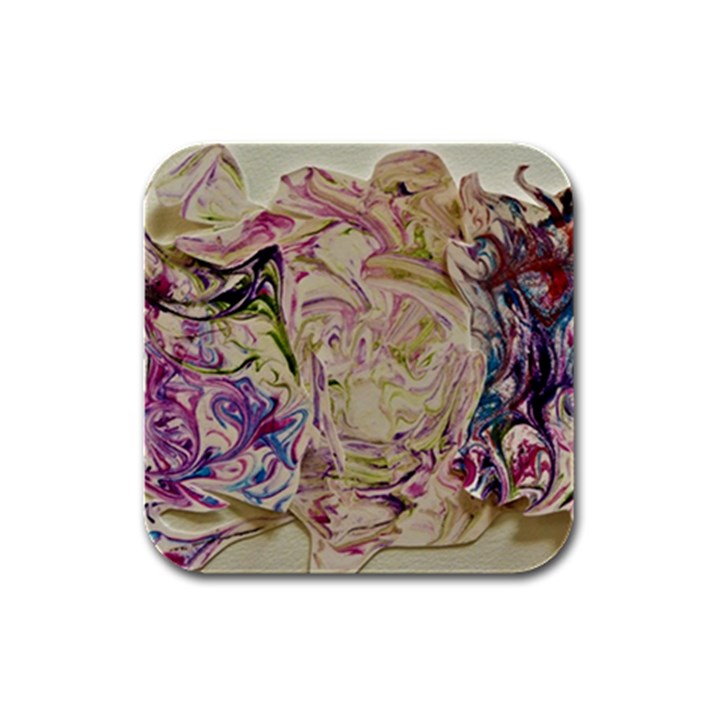 Marbling Collage Rubber Square Coaster (4 pack) 