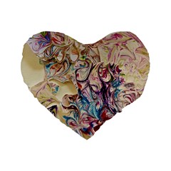 Marbling Collage Standard 16  Premium Flano Heart Shape Cushions by kaleidomarblingart