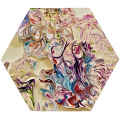 Marbling Collage Wooden Puzzle Hexagon by kaleidomarblingart