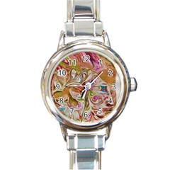 Abstract Marbling Round Italian Charm Watch by kaleidomarblingart