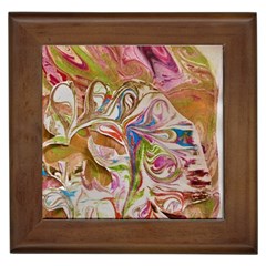 Abstract Marbling Framed Tile by kaleidomarblingart