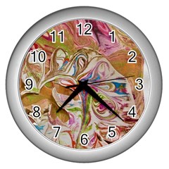 Abstract Marbling Wall Clock (silver) by kaleidomarblingart