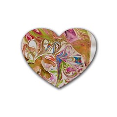 Abstract Marbling Rubber Coaster (heart)  by kaleidomarblingart