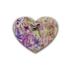 Abstract Swirls Iv Rubber Coaster (heart)  by kaleidomarblingart