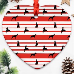 Doberman Dogs On Lines Ornament (heart) by SychEva