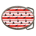 Doberman Dogs On Lines Belt Buckles Front