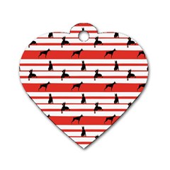 Doberman Dogs On Lines Dog Tag Heart (one Side) by SychEva