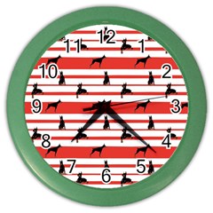 Doberman Dogs On Lines Color Wall Clock by SychEva