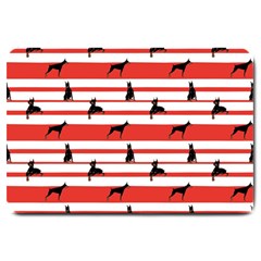 Doberman Dogs On Lines Large Doormat  by SychEva