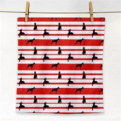 Doberman Dogs On Lines Face Towel by SychEva