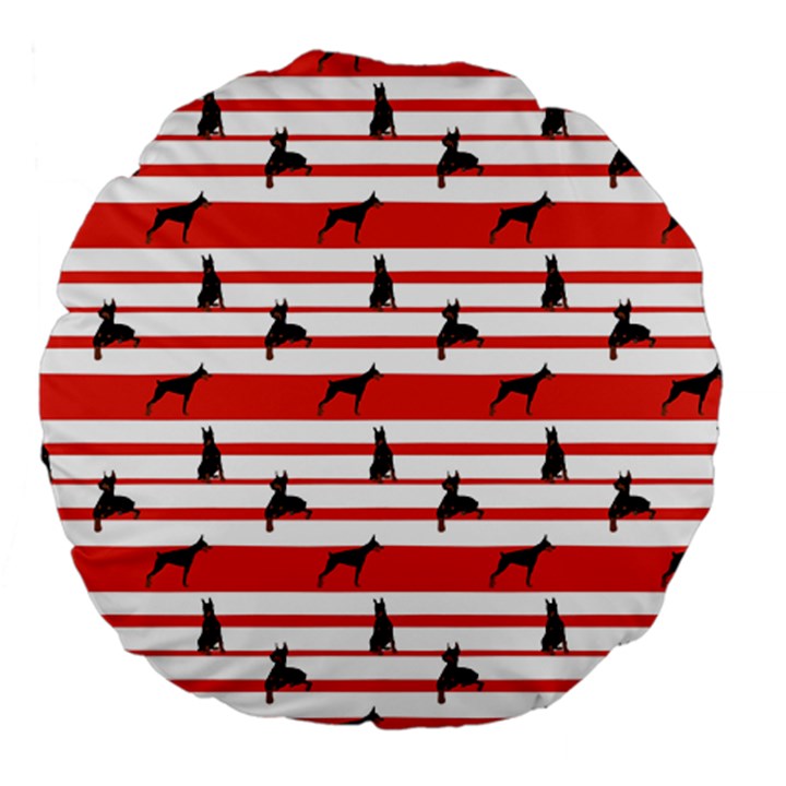 Doberman Dogs On Lines Large 18  Premium Flano Round Cushions