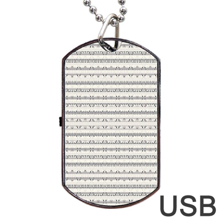 Mixed Gray Striped Ethnic Seamless Pattern Dog Tag USB Flash (One Side)