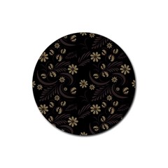 Folk Flowers Pattern  Rubber Coaster (round)  by Eskimos