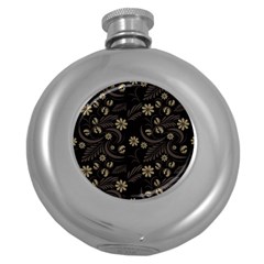 Folk Flowers Pattern  Round Hip Flask (5 Oz) by Eskimos