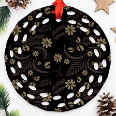 Folk Flowers Pattern  Round Filigree Ornament (two Sides) by Eskimos