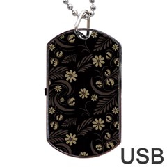 Folk Flowers Pattern  Dog Tag Usb Flash (two Sides) by Eskimos