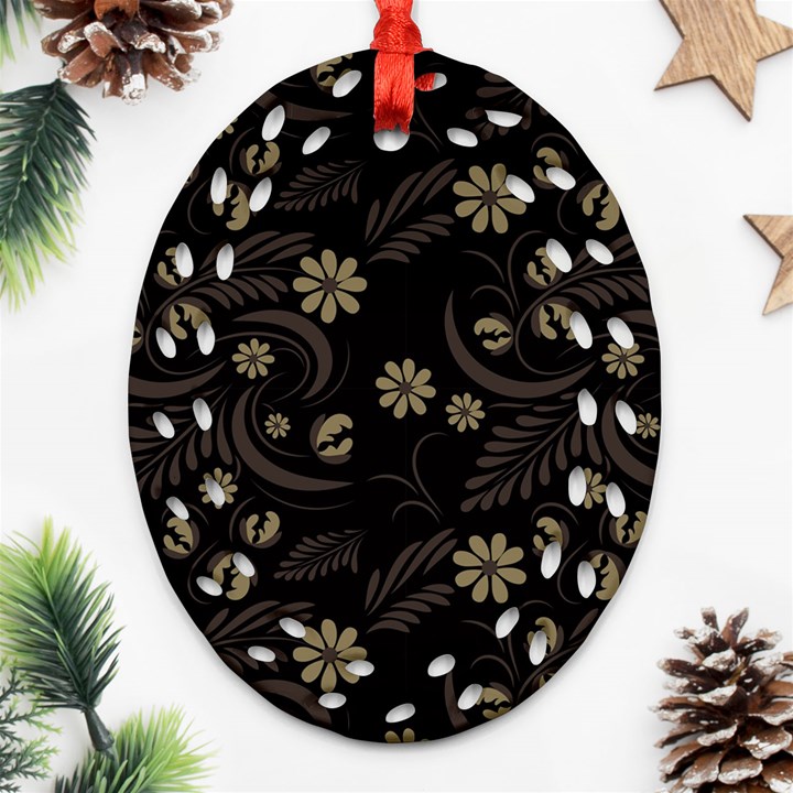 Folk flowers pattern  Ornament (Oval Filigree)