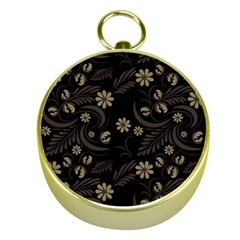 Folk Flowers Pattern  Gold Compasses by Eskimos