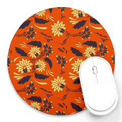 Folk Flowers Pattern  Round Mousepads by Eskimos