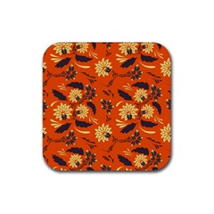 Folk Flowers Pattern  Rubber Coaster (square)  by Eskimos