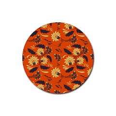 Folk Flowers Pattern  Rubber Coaster (round)  by Eskimos