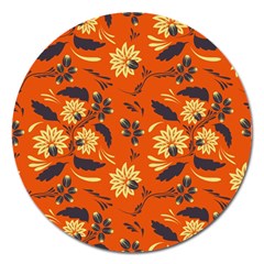 Folk Flowers Pattern  Magnet 5  (round) by Eskimos