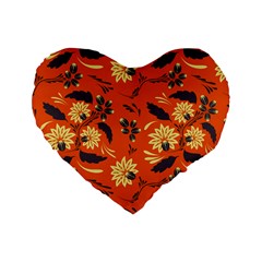 Folk Flowers Pattern  Standard 16  Premium Heart Shape Cushions by Eskimos